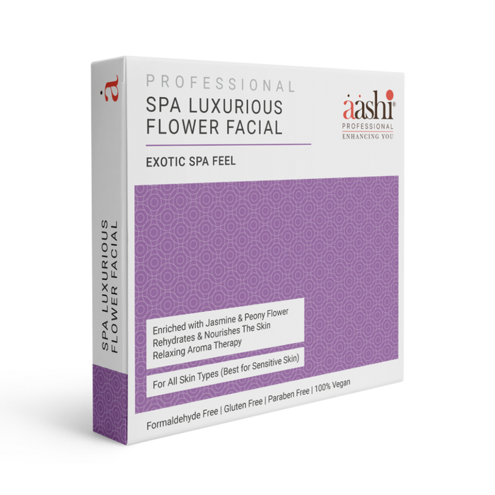 Aashi Spa Luxurious Flower Facial showcasing the exotic blend of flower extracts for revitalizing skin's youthful glow and enhancing radiance.