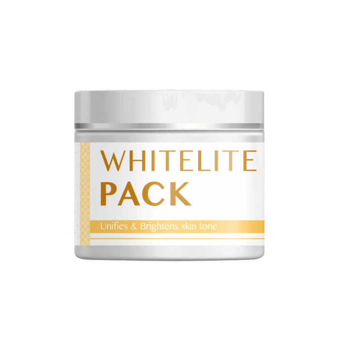 Aashi Whitelite Pack 100gm displayed in a bright ambiance, showcasing its ability to unify and brighten skin tone with the Aashi White Pack.