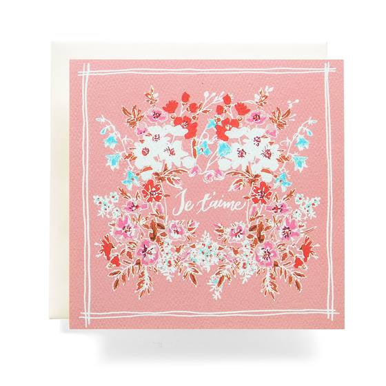 Antiquaria Handkerchief Je t'aime Greeting Card - by Antiquaria - K. A. Artist Shop