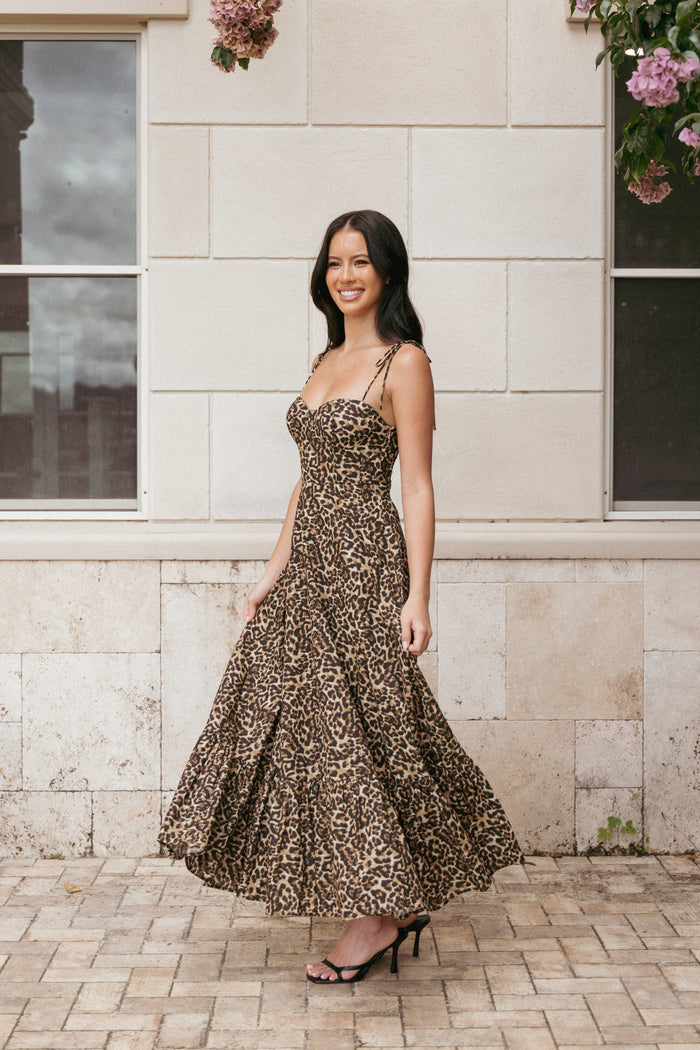 Petal and Pup USA DRESSES Ayana Midi Dress - Leopard (Hold for Rack)