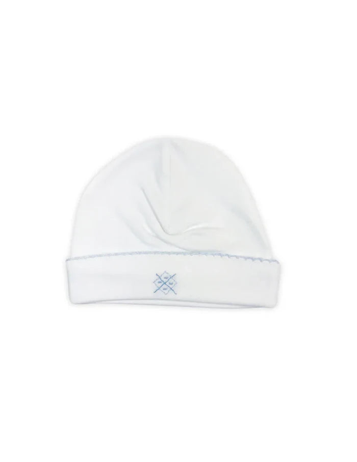 Baby Threads White Argyle Hand Stitched Hat