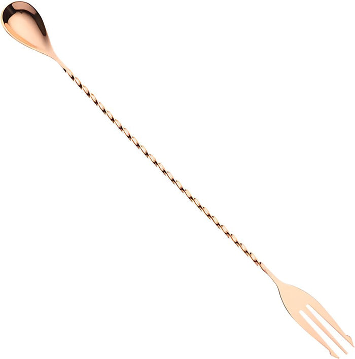 Barfly - 15.75" Copper Plated Bar Spoon with Fork End Pack of 12 - M37016CP