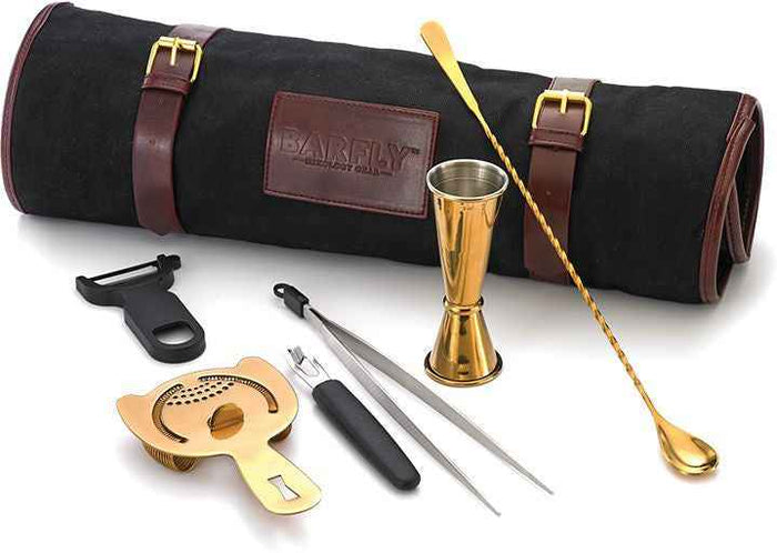 Barfly - Gold-Plated Essential 7-Piece Cocktail Kit with Roll Bag - M37100GD