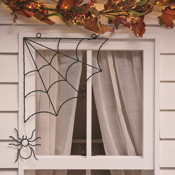 Black Spider Web LED Outdoor Halloween Window Light