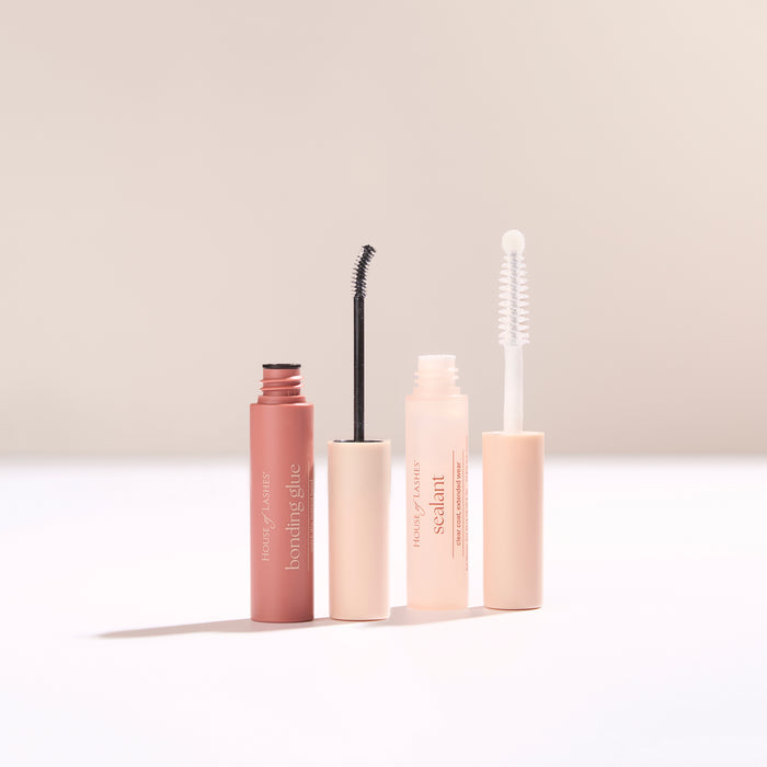 The Flirt lash set box with false eyelashes on a pale background