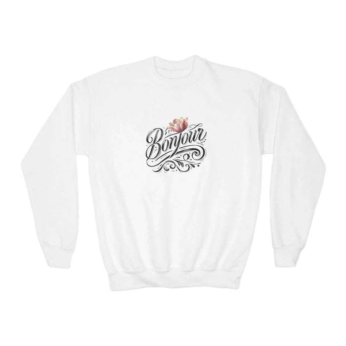 Bonjour! Youth Crewneck Sweatshirt πΈβ¨ Kids Cozy Sweater π - Whippie's