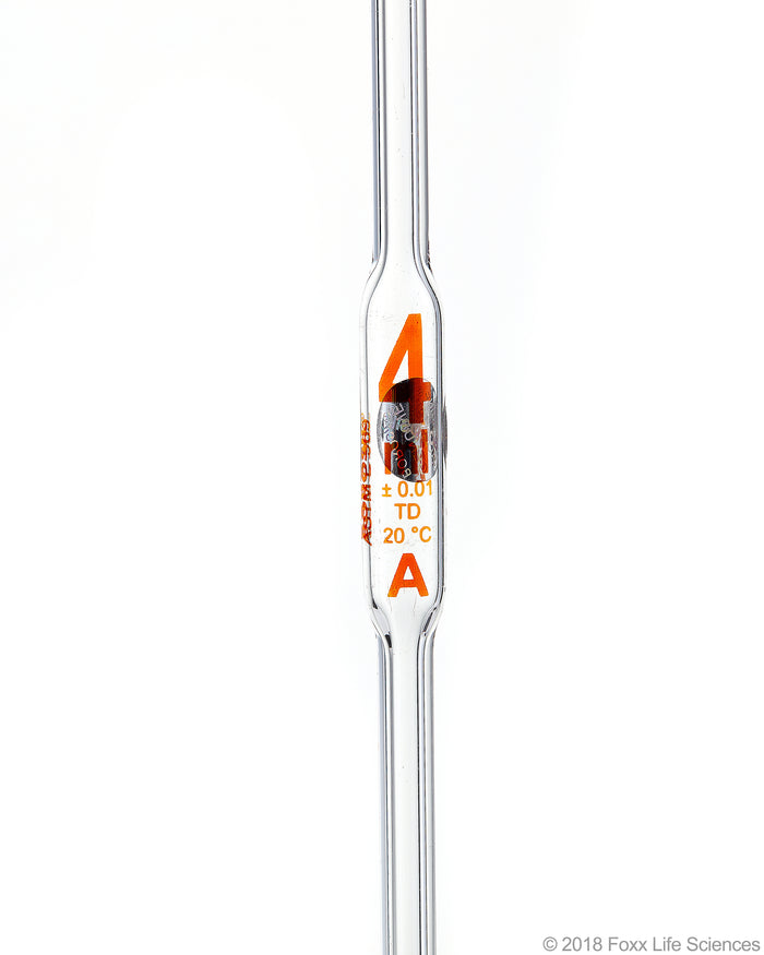 Borosil Volumetric Pipette Bulb Pipette Class A Accuracy ASTM Batch Certificate 4mL Borosilicate | img_1 | Foxx Life Sciences Global | shopfls.com