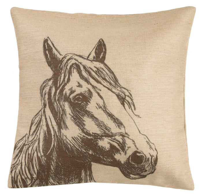 Burlap Horse Head Throw Pillow Throw