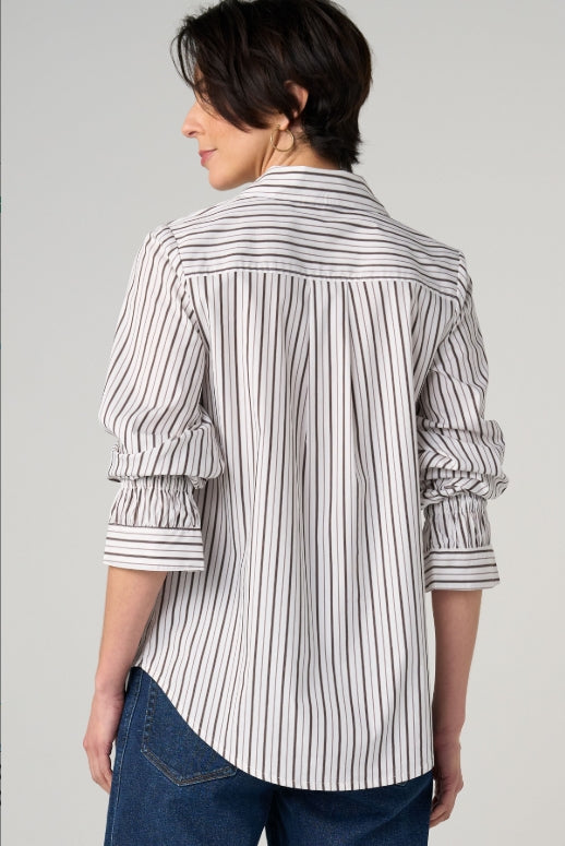 Button Front Top | Cream + Espresso