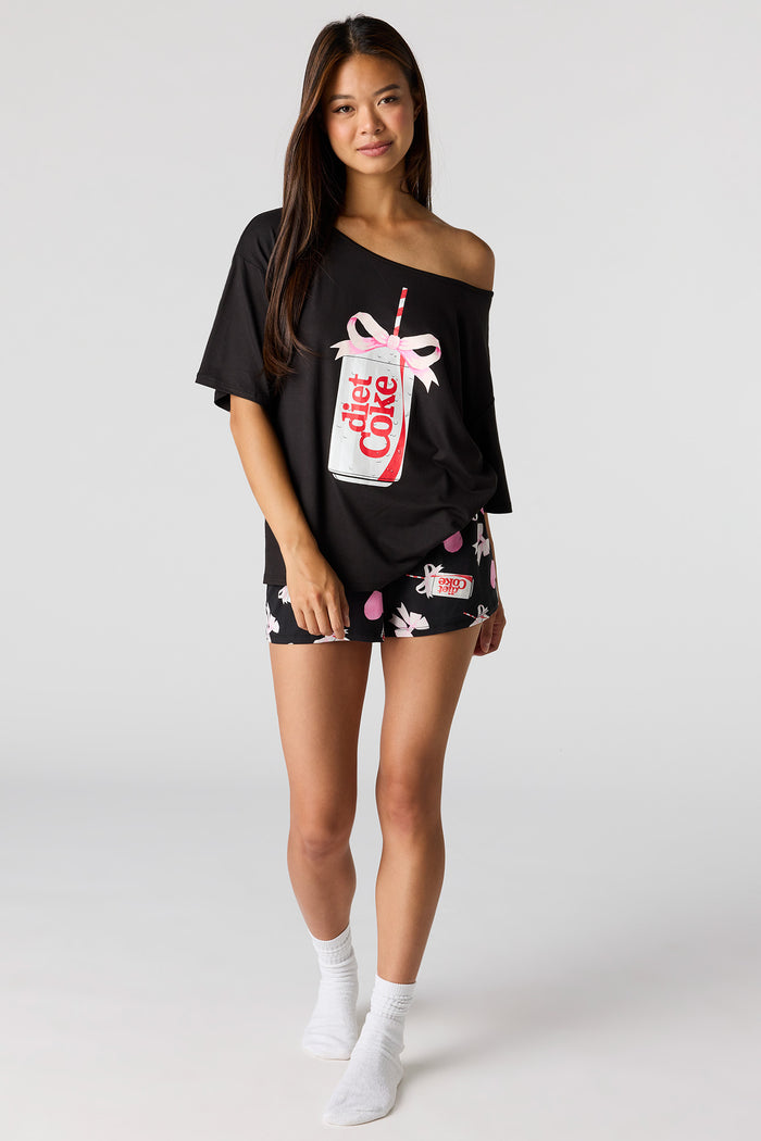 Diet Coke Off Shoulder Top & Short Pajama Set