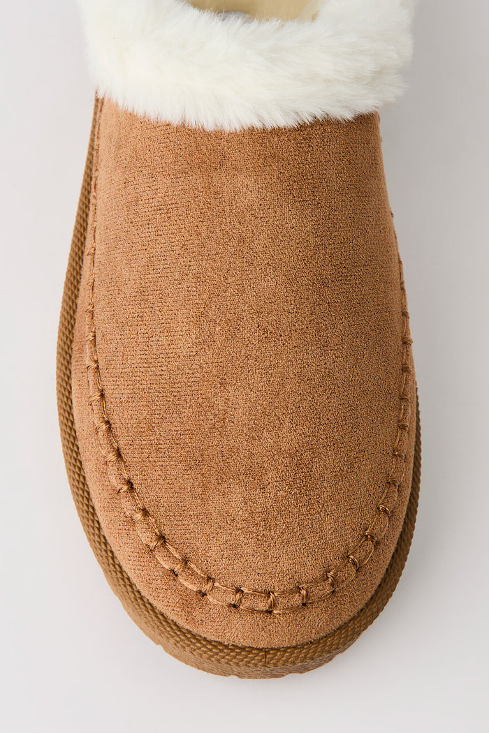 Faux Fur Collar Slipper Booties