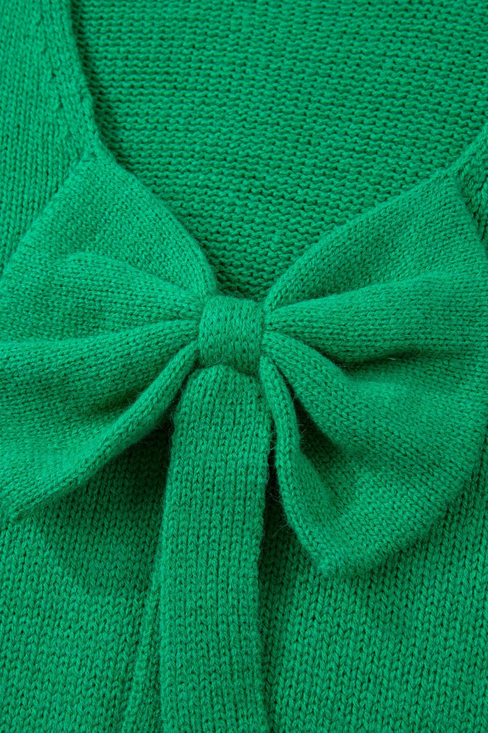 Festive Bow Sweater | Backless Bubble Sleeve