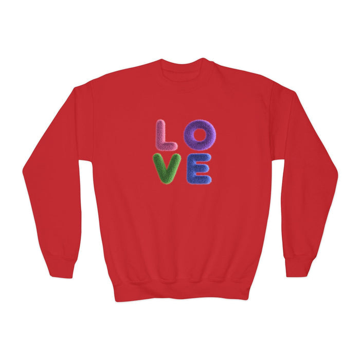 Fuzzy Love Sweatshirt - Youth Crewneck Sweatshirt- Spread the Love ❤️ - Whippie's