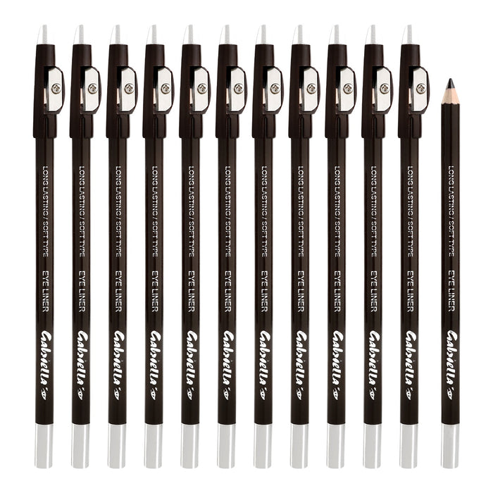 Gabriella Eyeliner and Sharpener 12pcs (GBLE02-Dark Brown) - ikatehouse