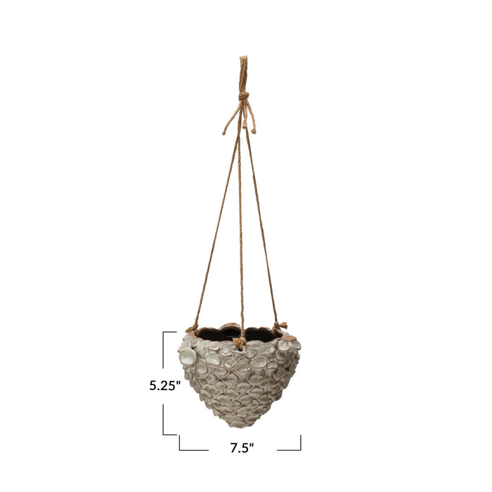 Hanging Stoneware Planter w/ Rope Hanger