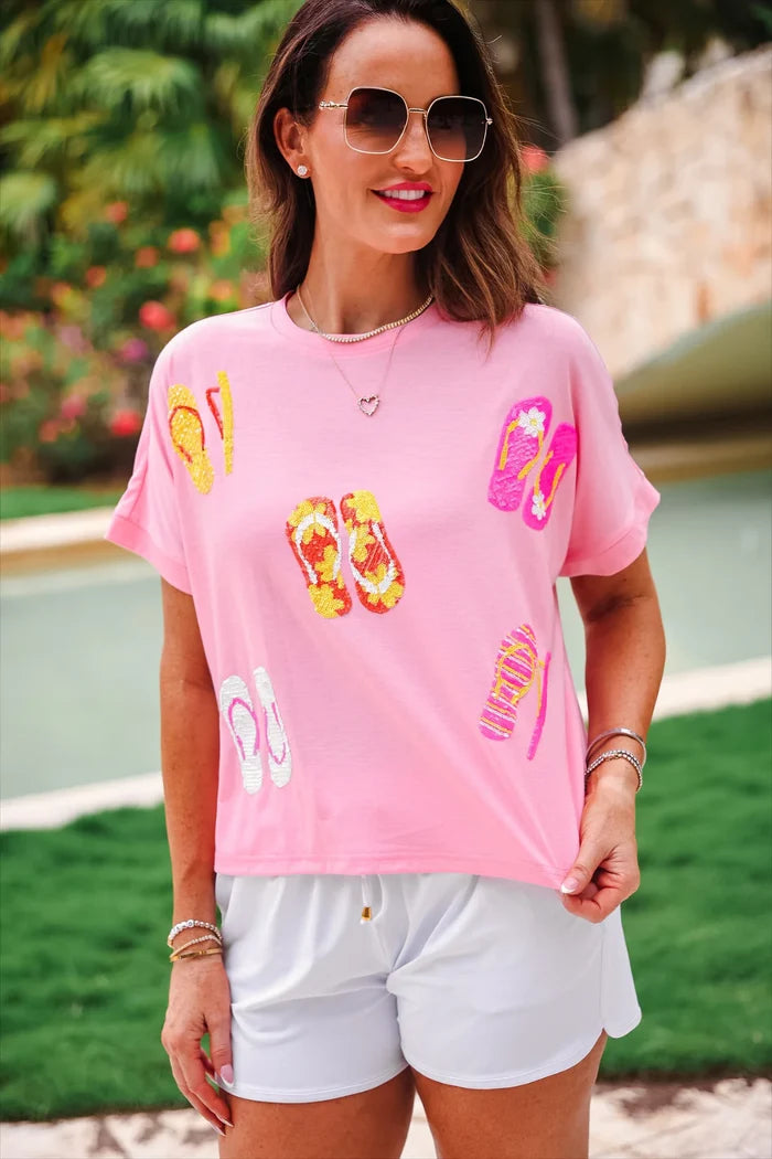 Jess Lea Flip Flop Sequin Patch Top