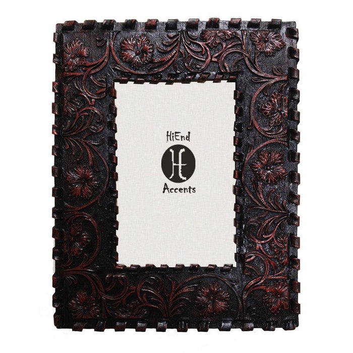Laced Edge/Tooled Faux Leather Picture Frame Picture Frame