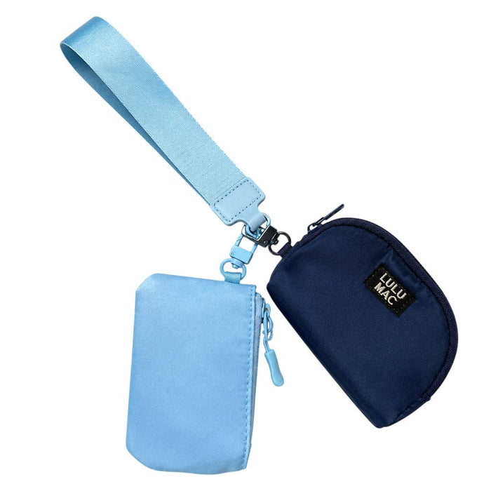 LM-Light Blue/Navy Lulu Mac Double Pouch Wristlets