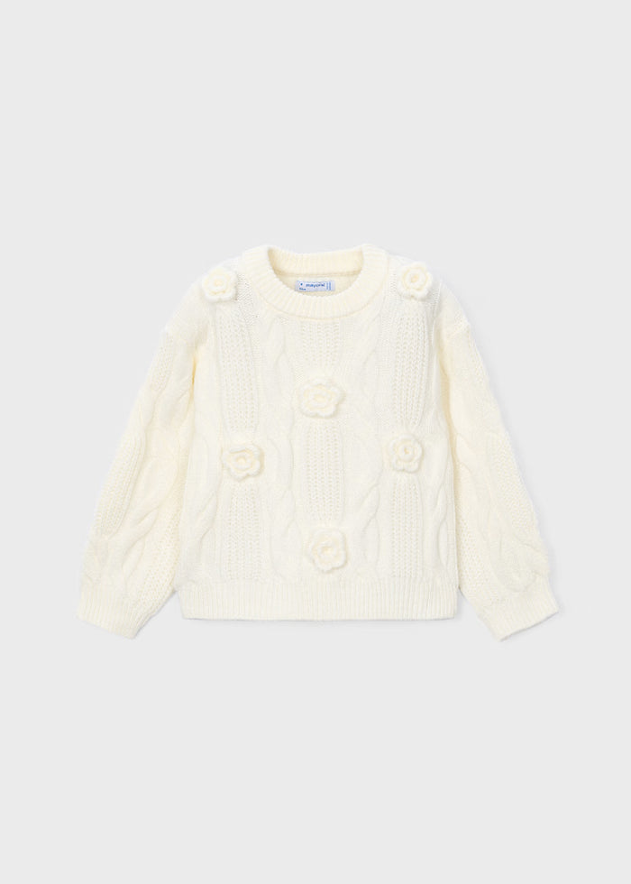 Mayoral 3D Flower Sweater-Ivory