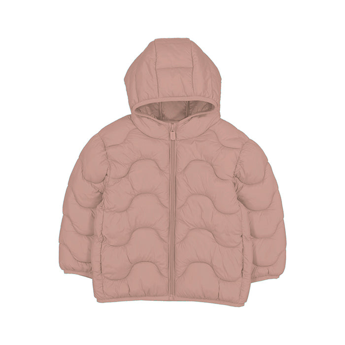 Mayoral Wavy Puffer Hooded Coat-Pink