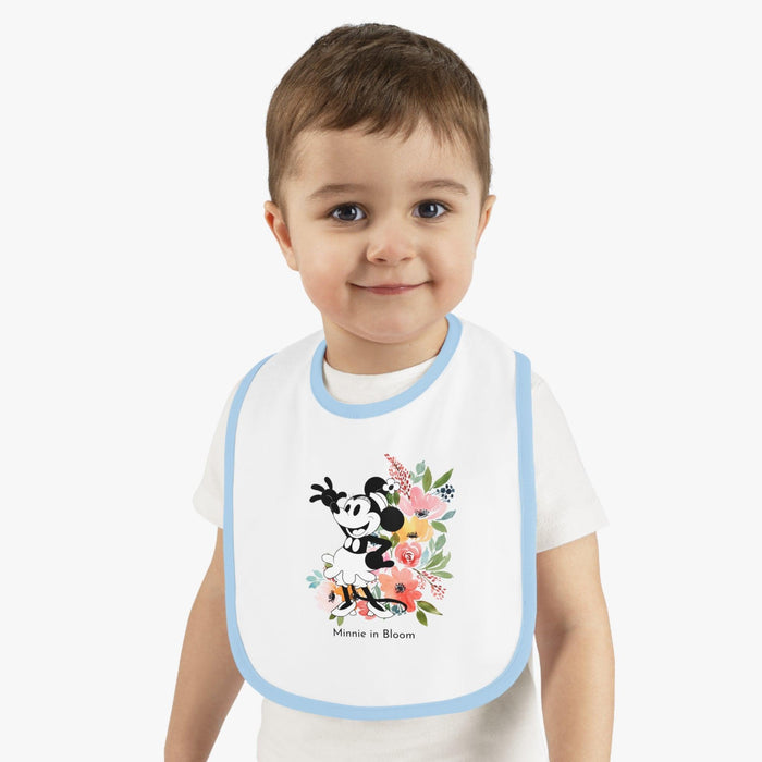 Minnie in Bloom - Mealtime Beauty! 🚢✨ Baby Contrast Trim Jersey Bib - Whippie's