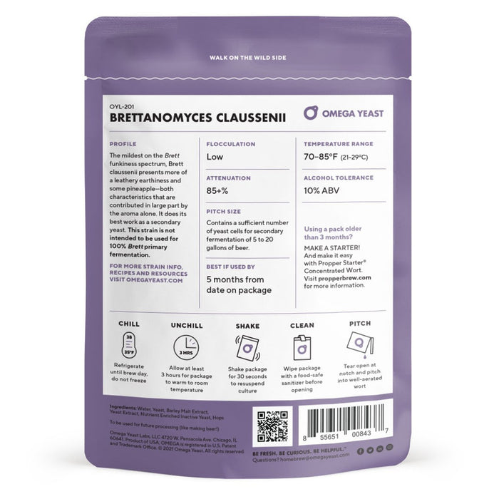 Omega Yeast OYL-201 Brettanomyces claussenii Back