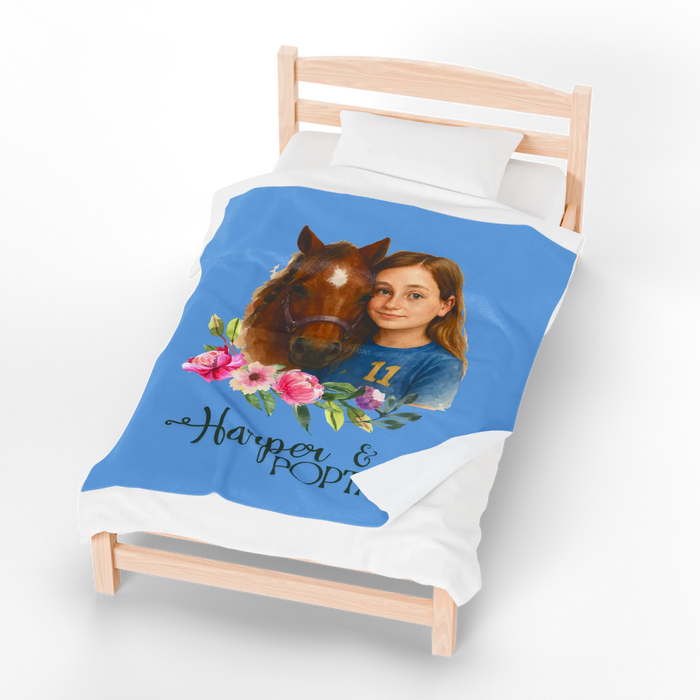 Owner & Pet Portrait Velveteen Plush Personalized Blanket
