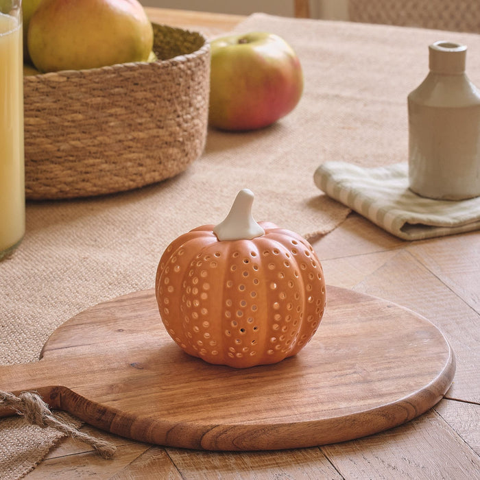 Painted Porcelain LED Pumpkin Decoration