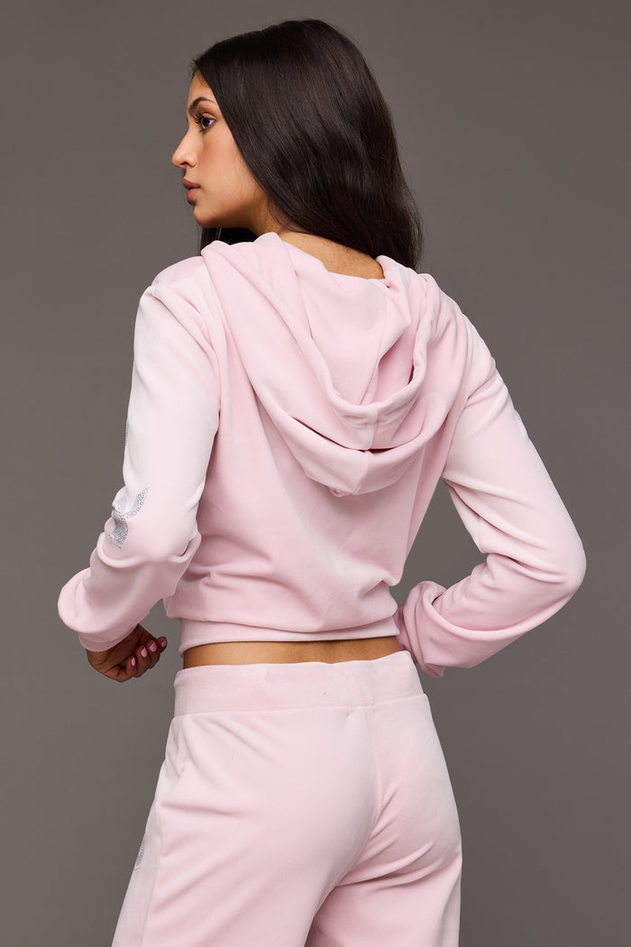 Playboy Rhinestone Velour Zip-Up Hoodie