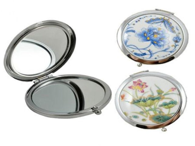 3 Porcelain compact mirror. One is opened