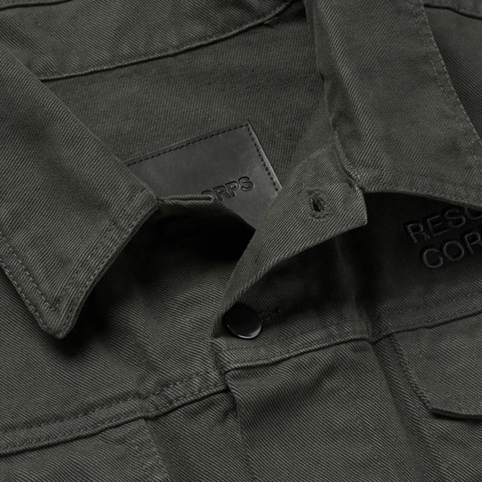 Resort Corps Logo-Embroidered Printed Denim Jacket Black