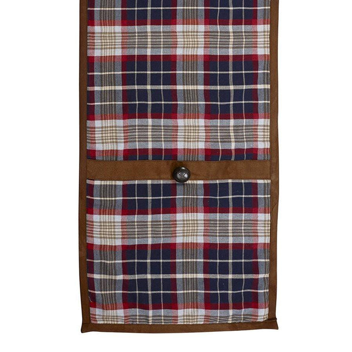 South Haven Blue Plaid Table Runner with Suede Table Linens