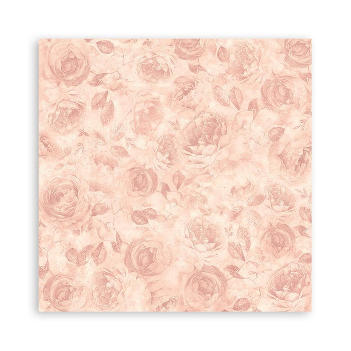Stamperia - Polyester Fabric 12"X12" - 4/Pkg - Shabby Rose. This fabric can be sewn by hand or machine, or used with craft glue. It can be washed by hand in cold water. Ready to use on greeting cards, mixed media, altered art and more. Available at Embellish Away located in Bowmanville Ontario Canada.
