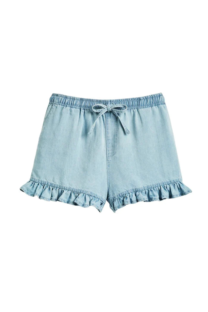 Tractr Ruffle Hem Denim Short