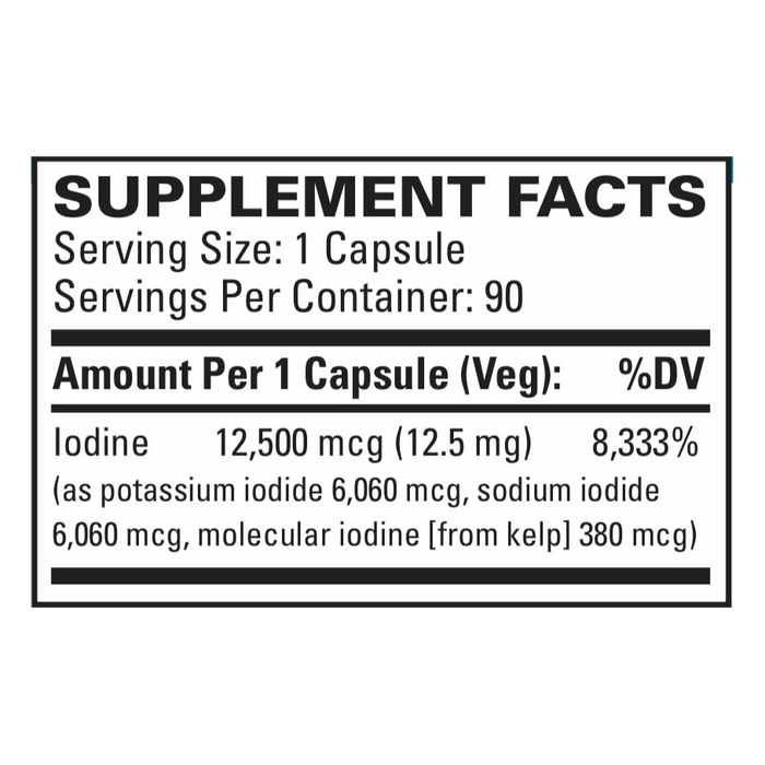 Tri-Iodine 12.5 mg by EuroMedica Ingredients Label