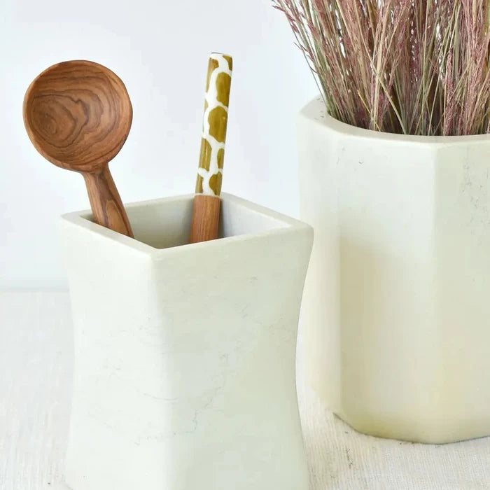 Whorled Natural Soapstone Storage Cup