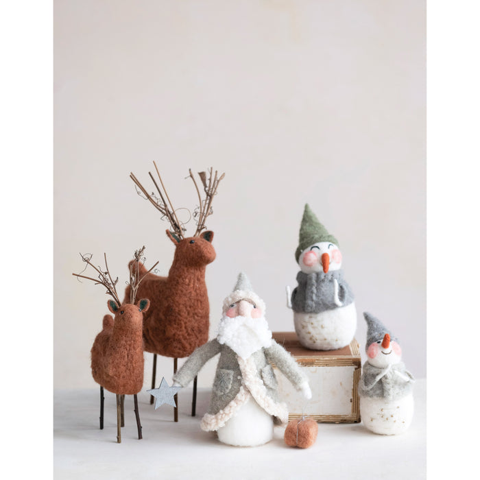 Wool Felt Snowman with Embroidery and Beads