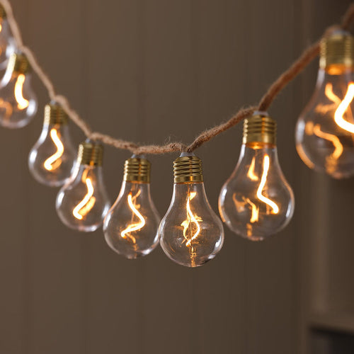 10 Natural Rope Outdoor Battery Festoon Lights
