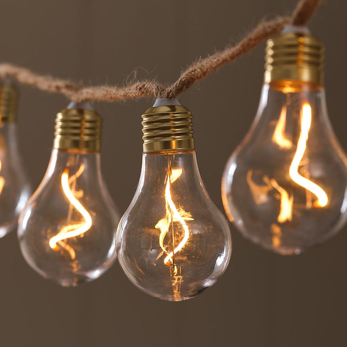 Natural Rope Outdoor Battery Festoon Lights