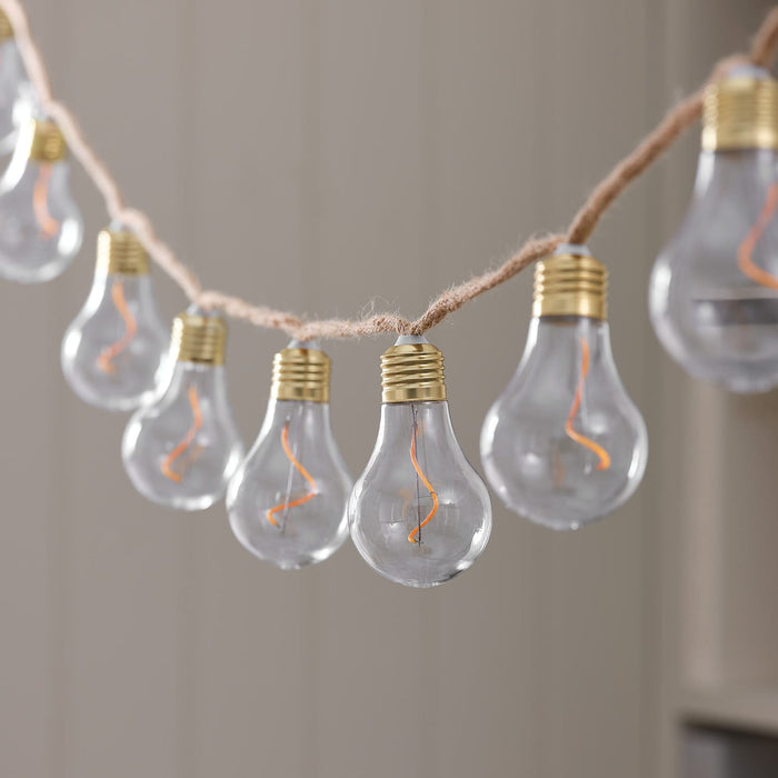 Natural Rope Outdoor Battery Festoon Lights