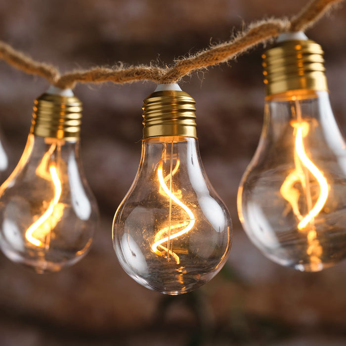 Natural Rope Outdoor Battery Festoon Lights