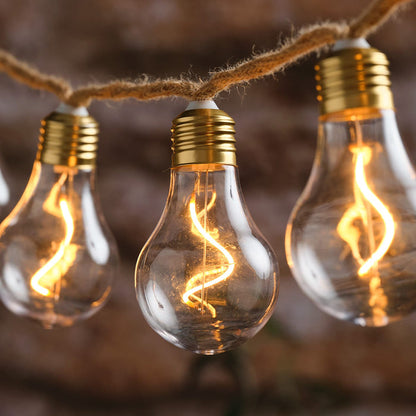 Natural Rope Outdoor Battery Festoon Lights
