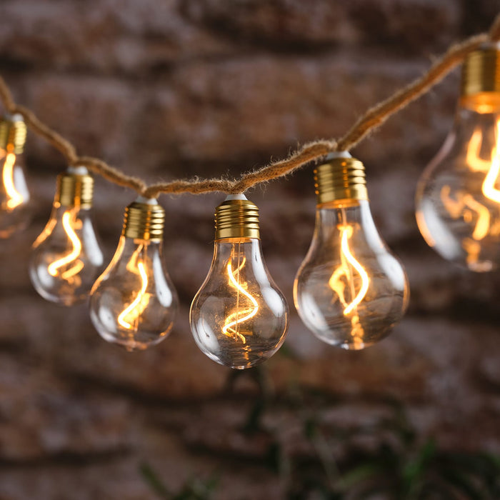 Natural Rope Outdoor Battery Festoon Lights