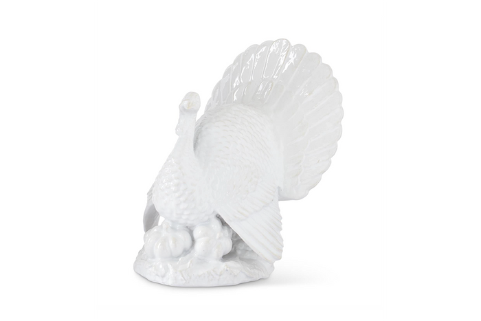 13" Glossy White Resin Turkey