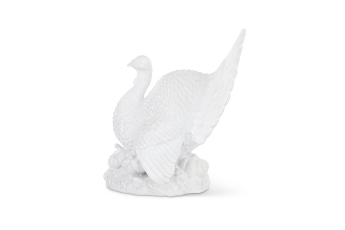 13" Glossy White Resin Turkey