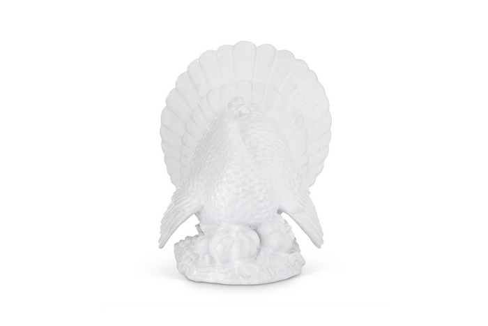 13" Glossy White Resin Turkey