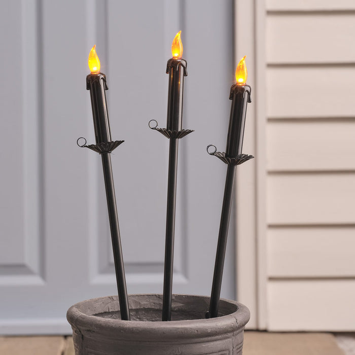 3 Halloween LED Candle Outdoor Stake Lights