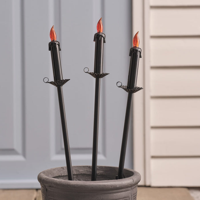 3 Halloween LED Candle Outdoor Stake Lights