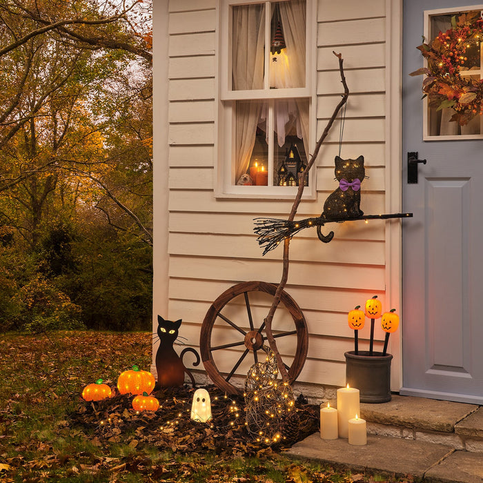 3 Halloween Pumpkin Outdoor Stake Lights