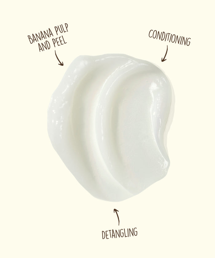 Creamy white texture of Sun Bum 3 In 1 Leave In showing conditioning, detangling, and banana pulp benefits